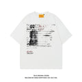 Men's black pure cotton hip hop style T-shirt with loose fit and letter print design