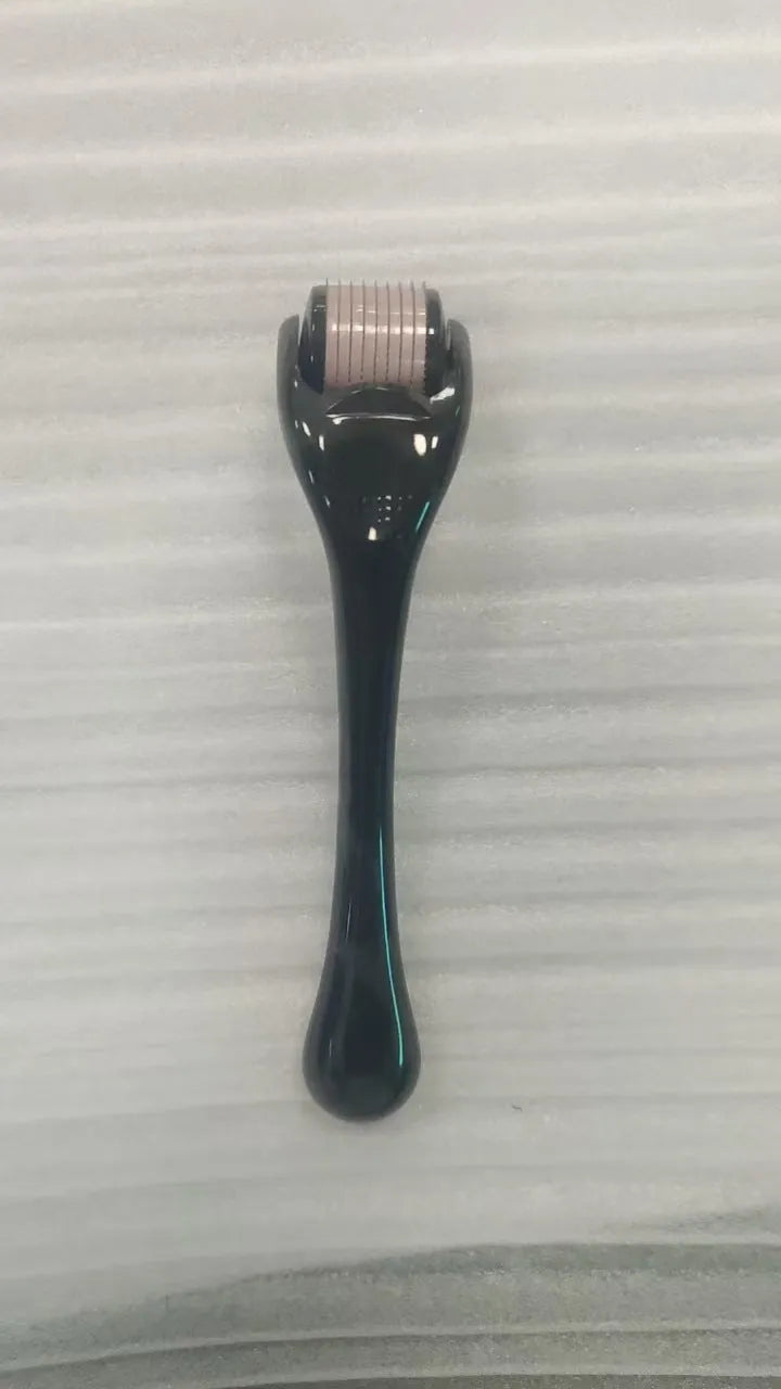 Sterile micro needle derma roller with PC handle in selected colour and 0.2mm, 0.25mm, or 0.3mm needle wheel.
