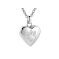 Simple titanium steel heart pendant necklace with paw print, opens for keepsakes.
