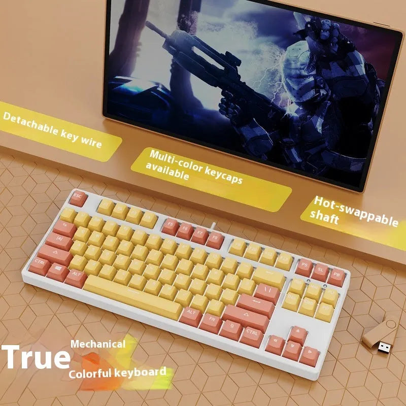 87-key mechanical gaming keyboard with dual-colour keycaps and hot-swappable switches