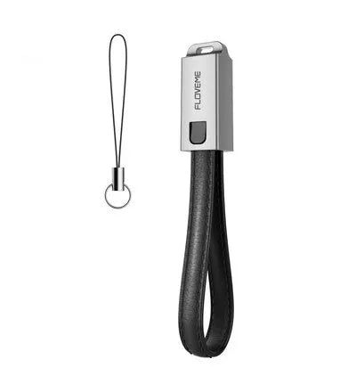 Short 20cm leather-wrapped USB to Lightning charging cable for iPhone with zinc alloy connector