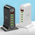 Smart LED digital display USB charger in black or white with EU UK US plug options