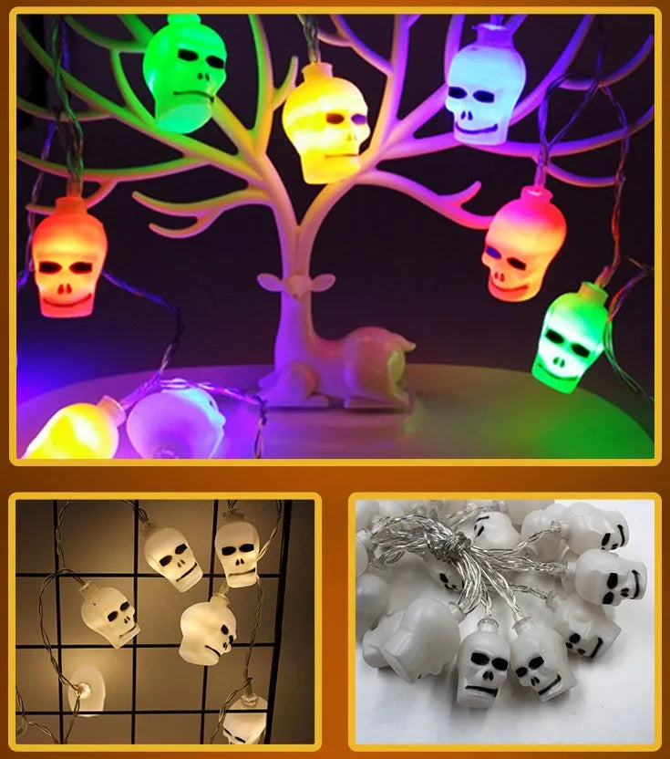 Halloween LED string lights with pumpkin, bat, and ghost decorations on a 1.2 metre battery-powered garland