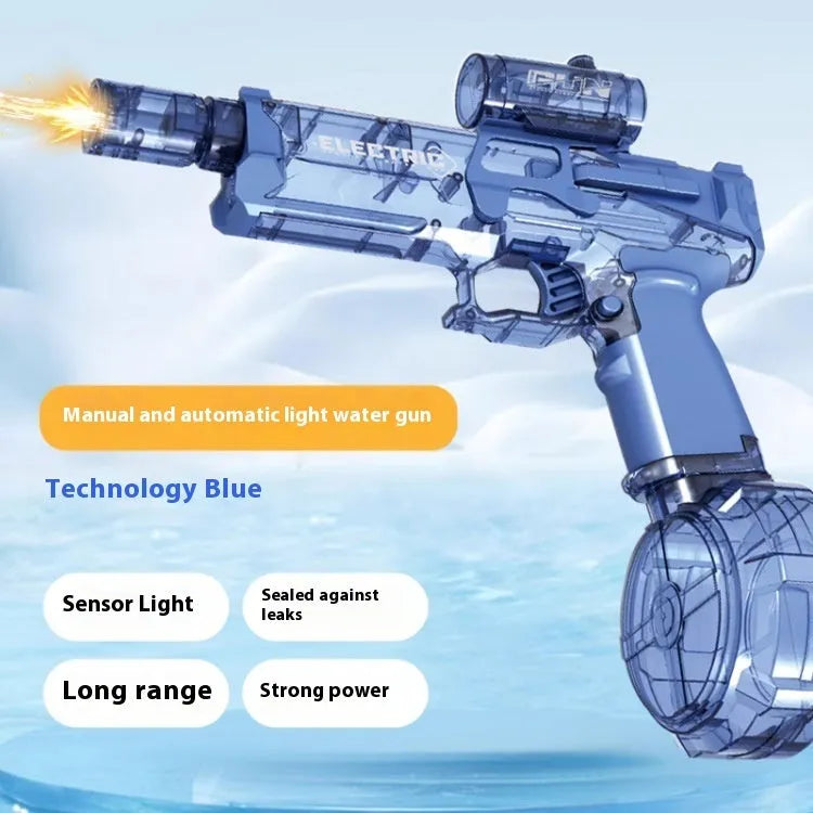 Fire Rat Electric Water Pistol showing black design with cool light effects