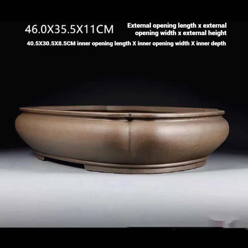 Handmade purple clay antique papaya-shaped flower pot measuring 46x35.5x11cm