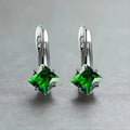 Copper women's earrings with diamond design and zircon inlay in blue, green, and colour options