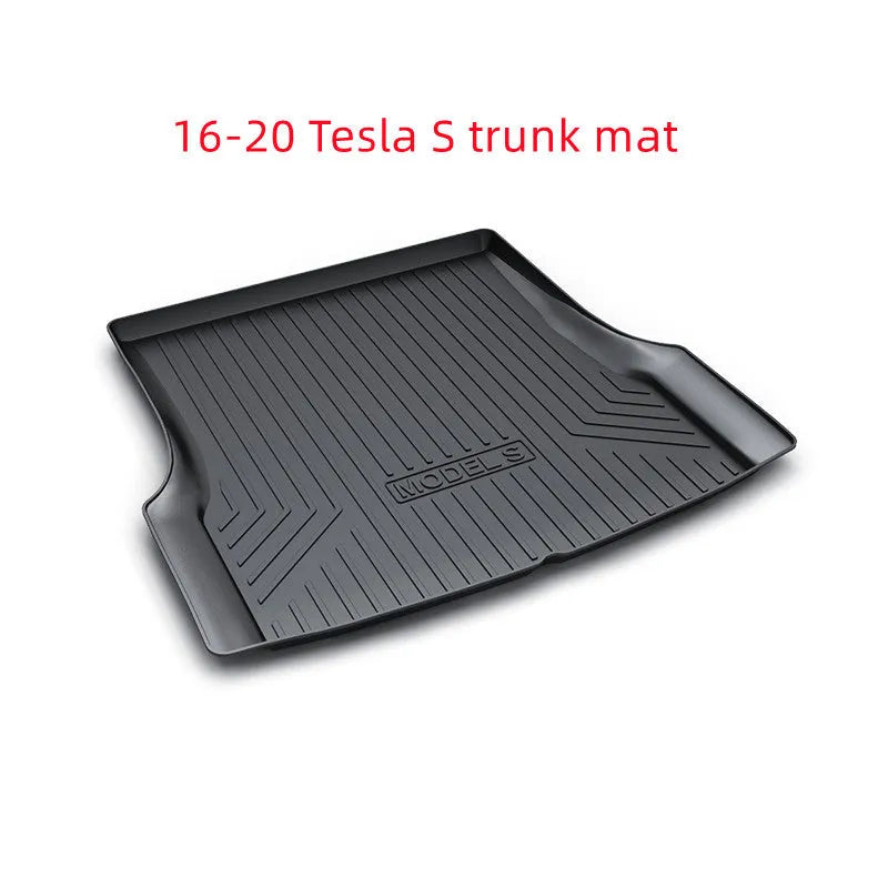 Rubber car floor mat for Tesla vehicles with TPE footrest section