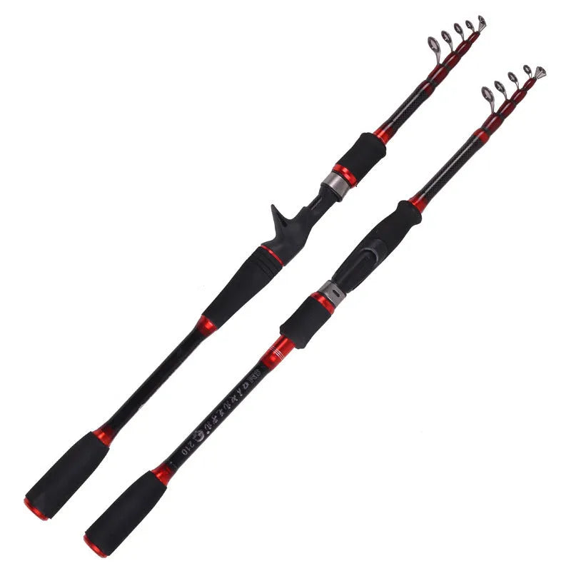 MH shrinking carbon fishing rod with straight shank handle collapsed to 60cm for portable storage