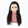 Human hair half lace wig in solid colours showing hand-woven construction and lace front detail