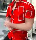 Men's slim fit short sleeve shirt with 3D printed flower pattern in polyester fabric