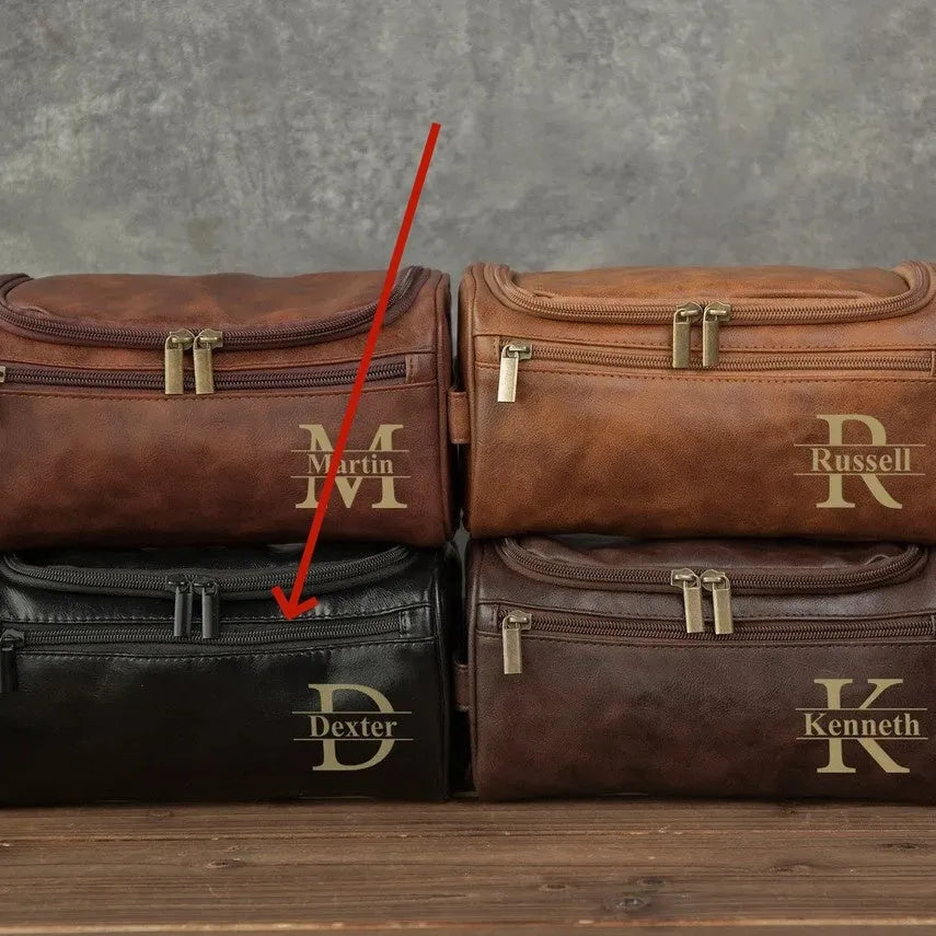 Men's black PU travel bag with a separate makeup pouch included