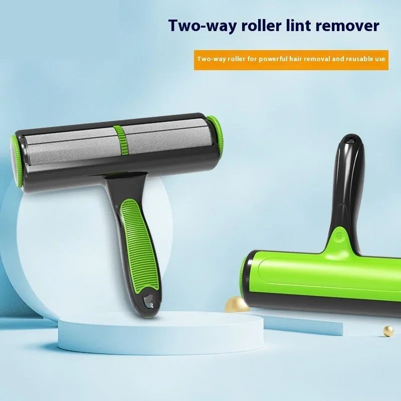 Automatic cleaning pet hair lint roller with two-way rotating sticky brush for sofa cleaning