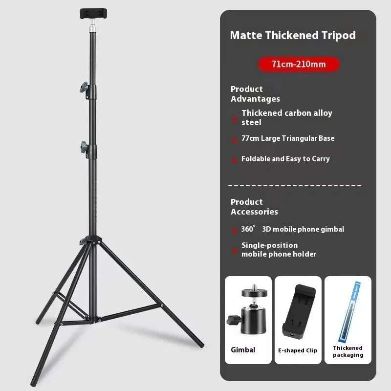 Tripod light stand for floor photography with mobile phone holder and adjustable height options