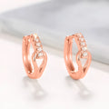 Women's geometric copper earrings with micro-inlaid zircon in white gold colour finish