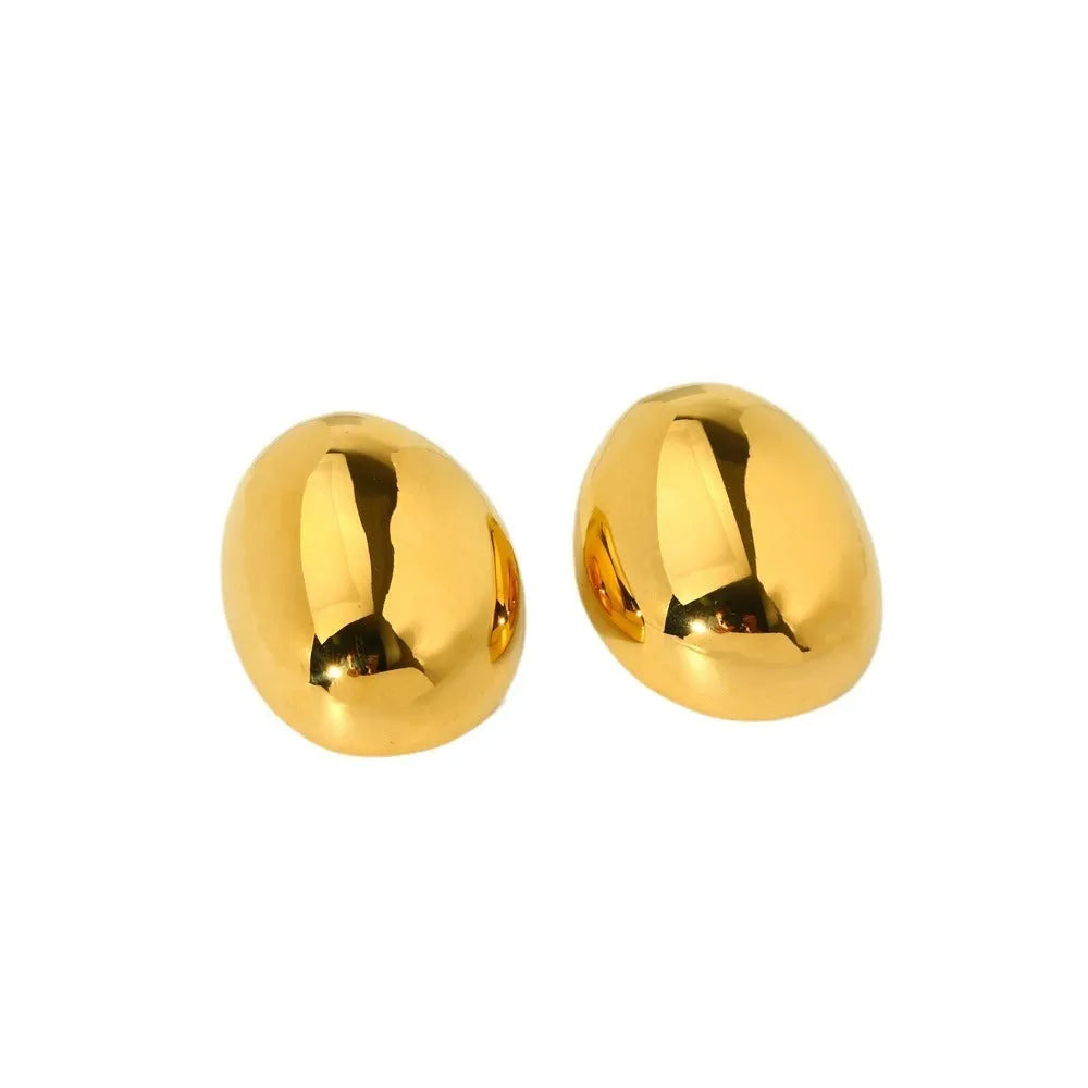 Geometric line ear studs with gold electroplated finish and glazed surface