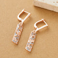Rectangular two-tone hollow stud earrings for women with electroplated alloy construction