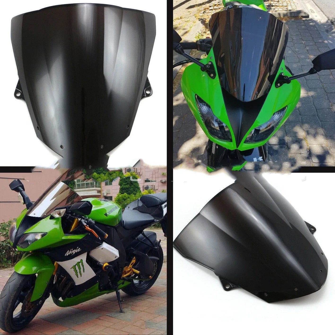 Blue and Brown motorcycle windscreen for Kawasaki ZX-6R 636 and ZX-10R sport bikes