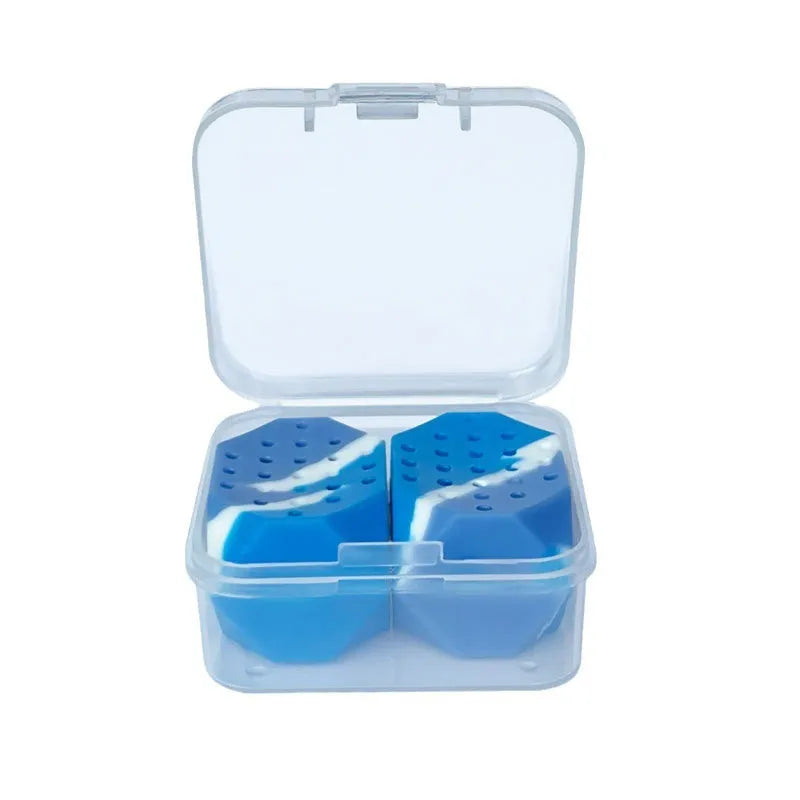 Two camouflage pattern silicone facial exercise balls for jaw training in transparent box