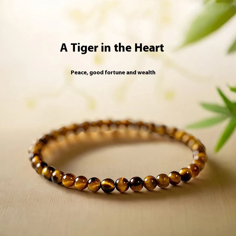 New Chinese style geometric bracelet made from brown and gold tigereye stone beads.