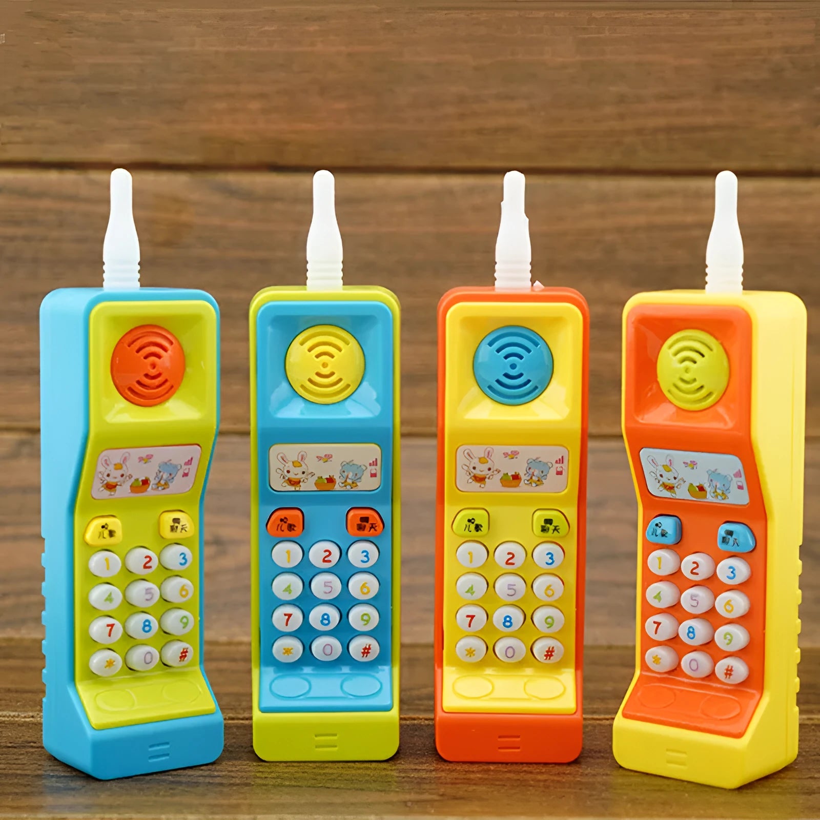 Children's educational toy with sound, light and cartoon animal design for ages 3+