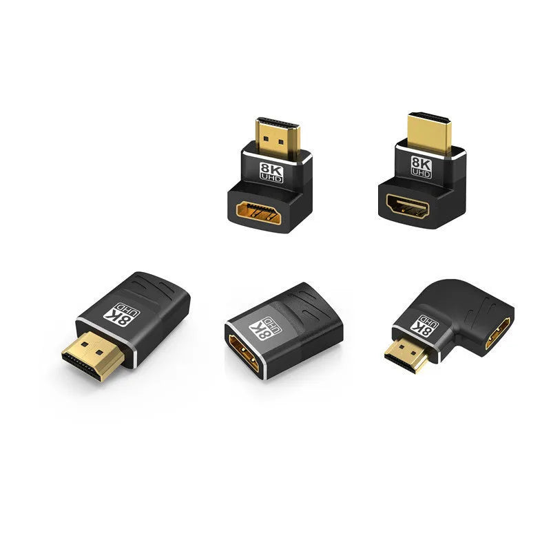 8K HDMI interface converter cable with gold-plated connectors and PVC housing on a desk
