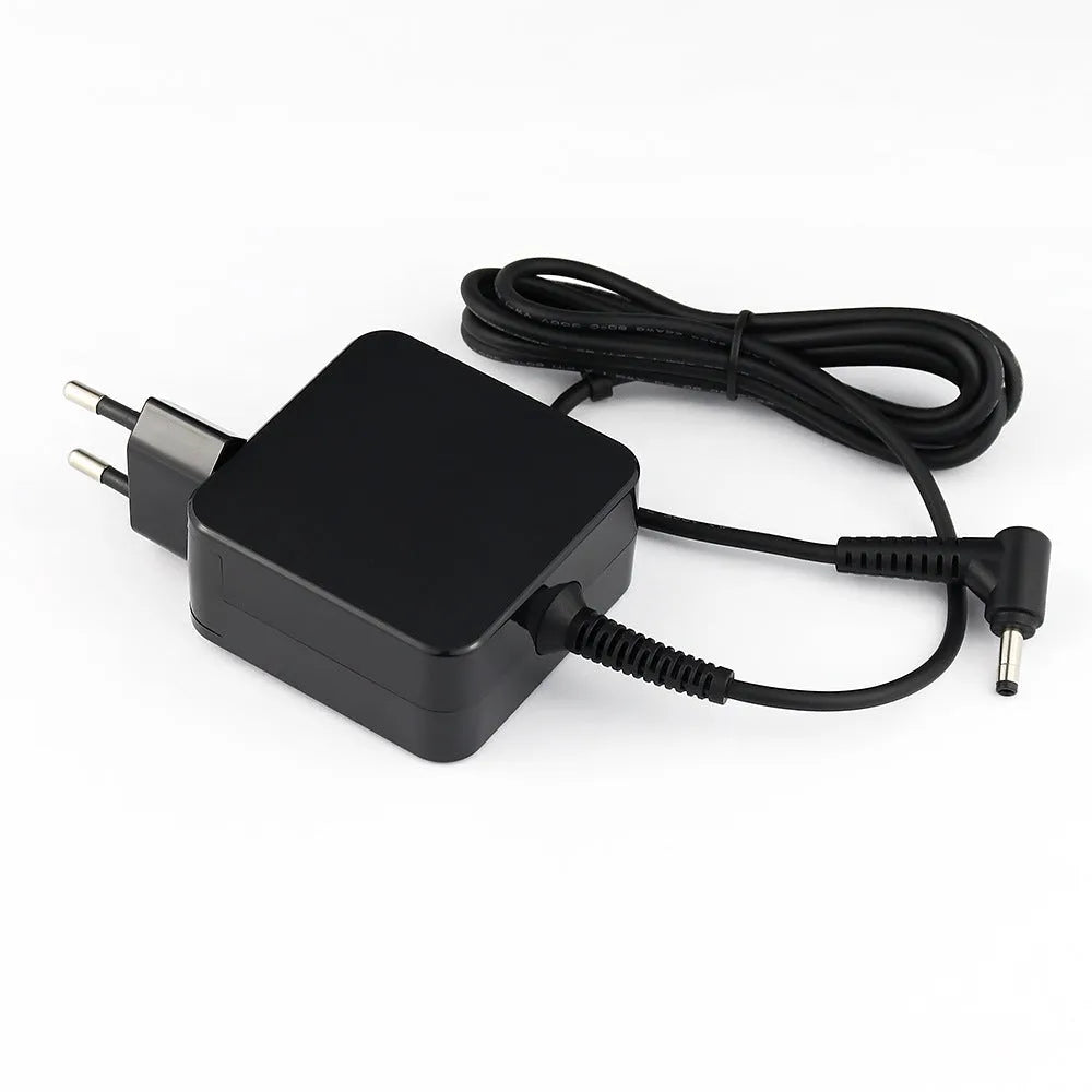 Black 45W laptop power adapter with US EU plug and DC connector cable