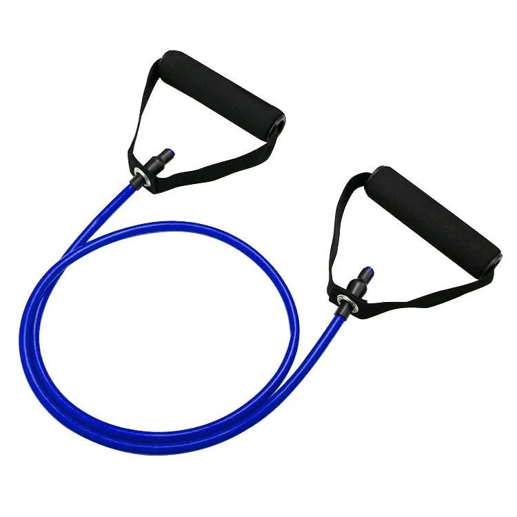 Adjustable chest expander with colour-coded TPE tension ropes showing yellow, green, red, blue, and black resistance levels