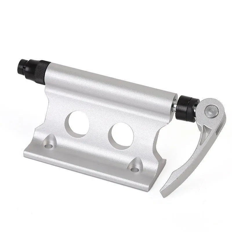 Silver metal bicycle front fork quick release fixing clip for wheel security
