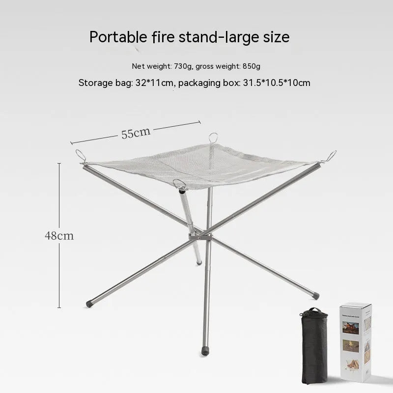 Silver stainless steel barbecue grill with separate grill net shown in large and medium size options