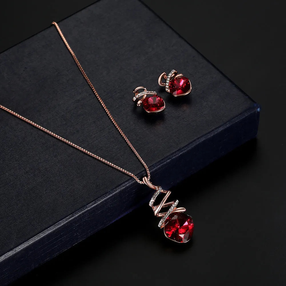 Women's alloy jewellery set with adjustable water wave chain necklace and matching earrings.