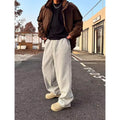 Men's American retro casual sweatpants in black, elastic waist, loose fit, cotton fabric, sizes M L XL