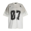 Man wearing a black pure cotton short-sleeved printed t-shirt.