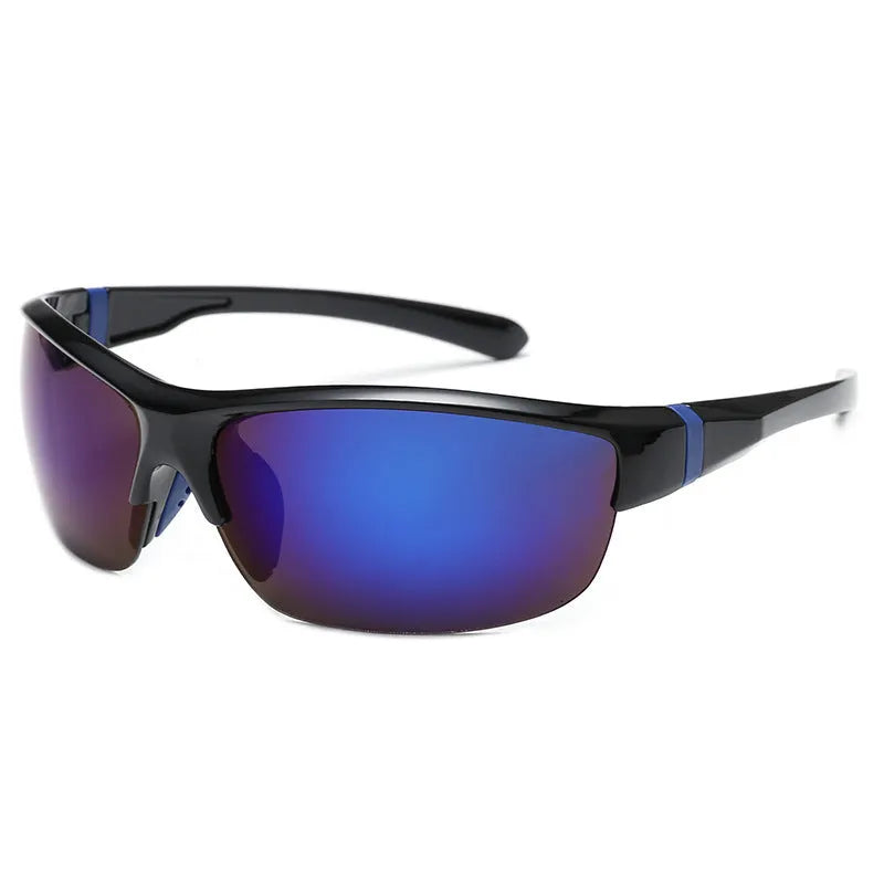 Men's windproof cycling sunglasses with semi-frameless PC frame in multiple colour options