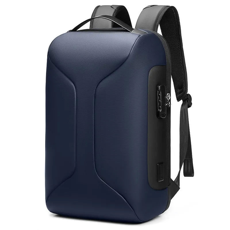 Men's large capacity business travel backpack in Oxford cloth with air pillow belt, black colour option