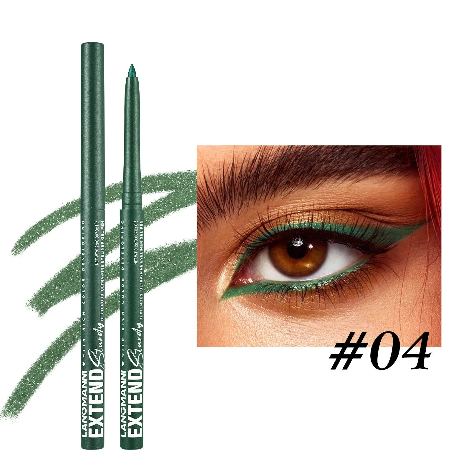12 colourful gel glitter eyeliner pencils in matte, glitter, metallic and pearl effects