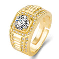 Men's adjustable copper ring featuring a large square diamond, shown in gold and platinum colour options.