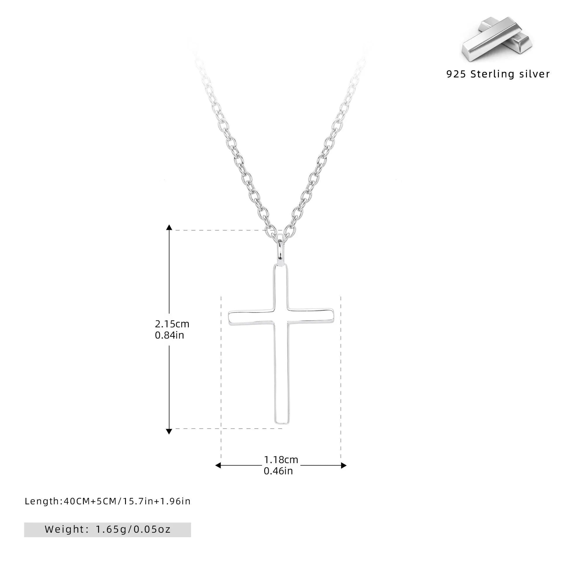 S925 sterling silver cross pendant necklace with O-shaped chain in gold plating