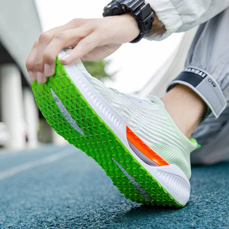 Men's blue casual sports shoes with cloth mesh upper and round toe design on a white background