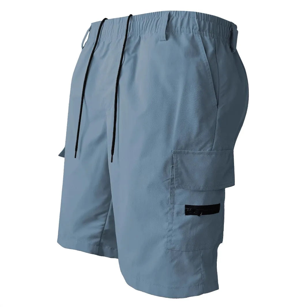 American style loose straight casual sports shorts in polyester with micro elasticity