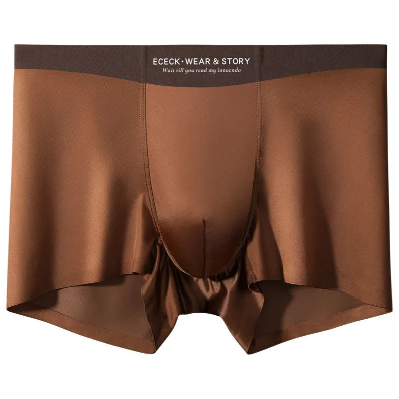 Men's colourblock seamless Ice Silk underwear in veil white, shown flat.