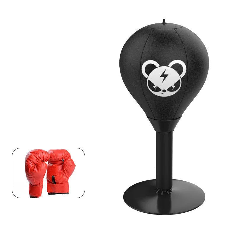 Tabletop boxing speed ball with suction cup base and inflatable PU leather sphere