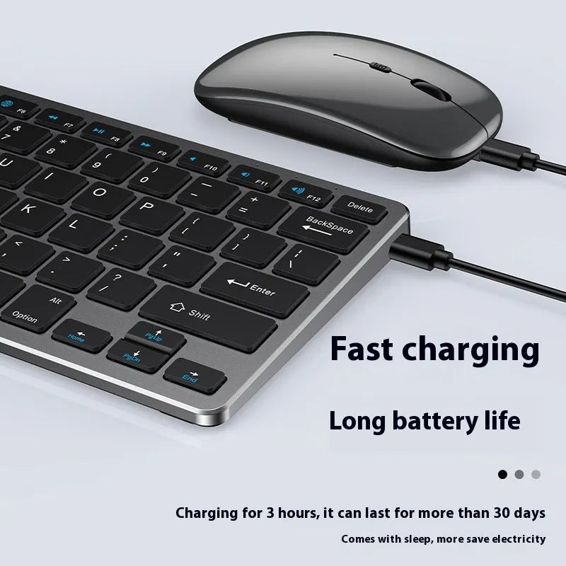 Wireless keyboard and mouse combination in black, gun colour or silver with USB receiver and keyboard cover