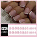 White plaid pattern fake nails, 24 pieces in open box