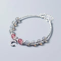 Natural moonstone bracelet with crescent moon charm and adjustable silver chain for women