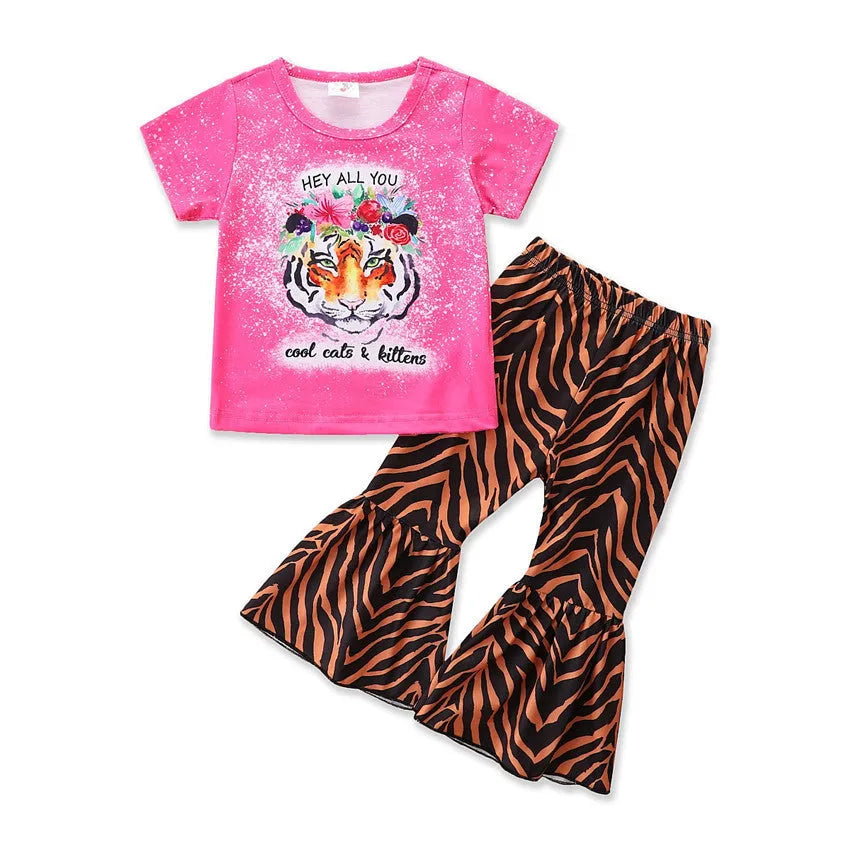 Girls summer cotton shirt and shorts pullover set in colour 211070