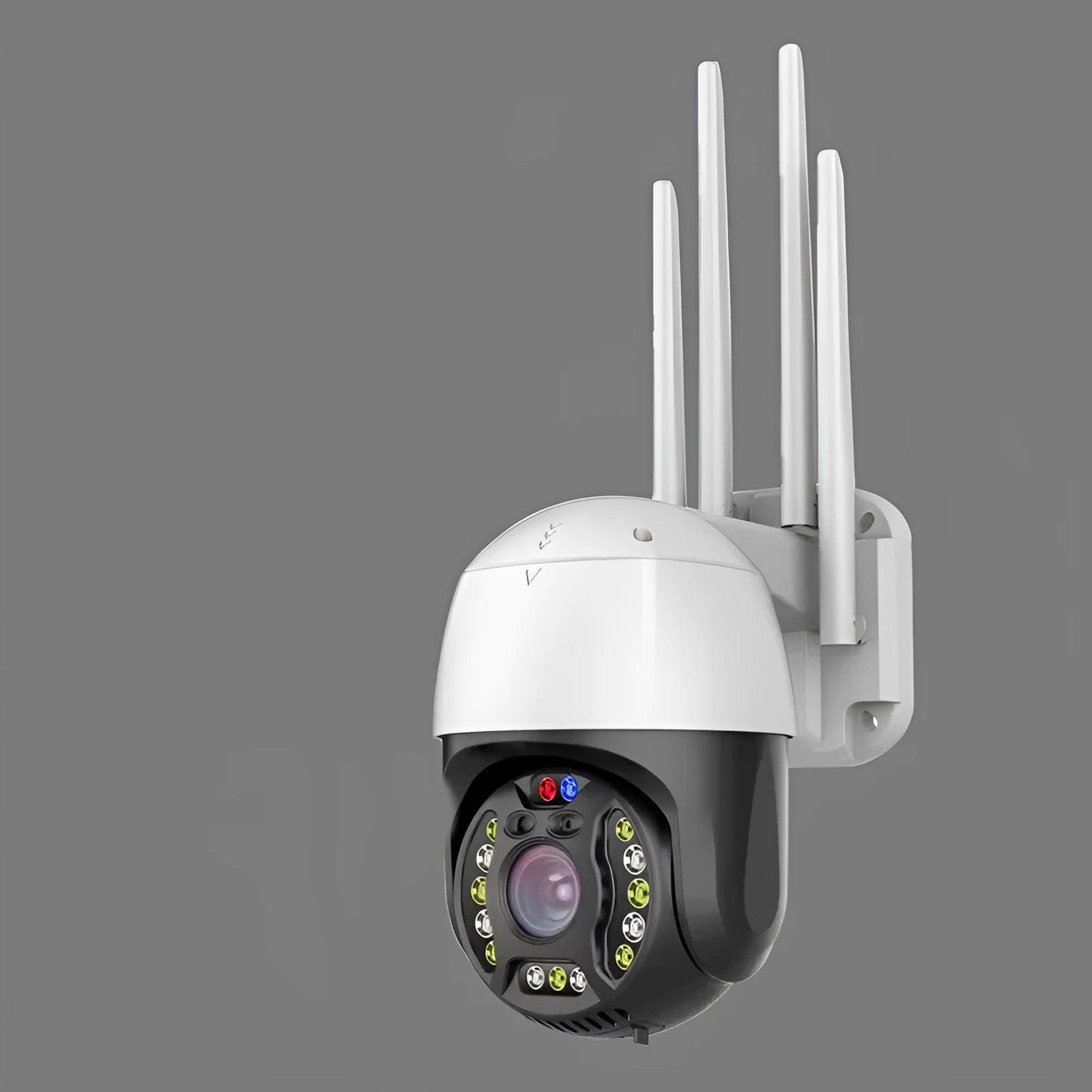 White 360 degree dome surveillance camera with 5MP lens and infrared night vision for outdoor security