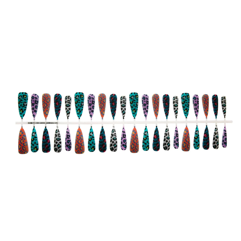 Creative Ripple French Leopard Print Armor nail stickers in colourful leopard pattern with ultra-thin seamless finish