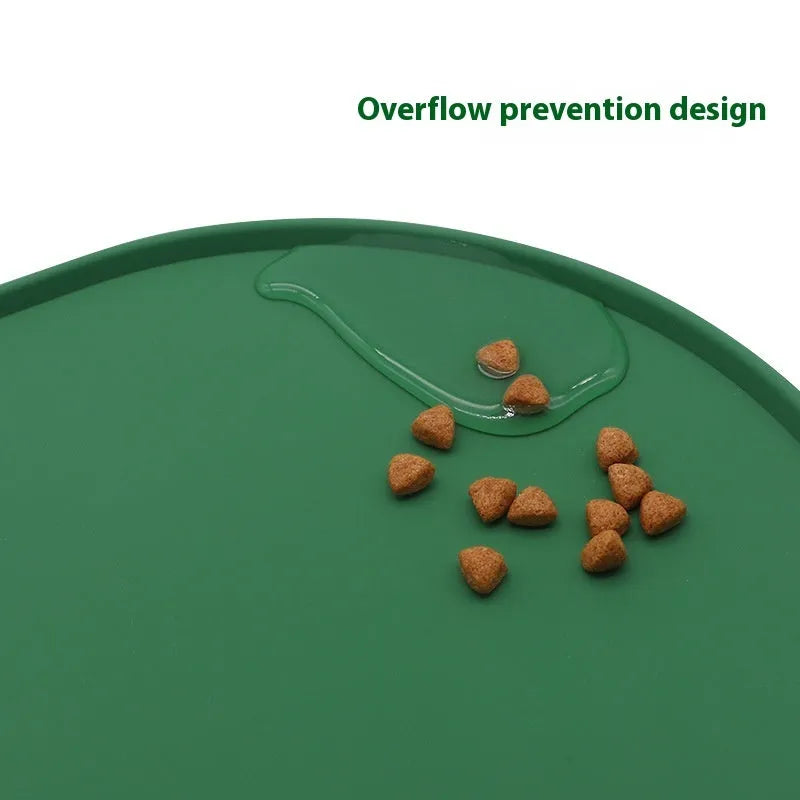 Silicone waterproof placemat for cat food and water bowls in beige colour.