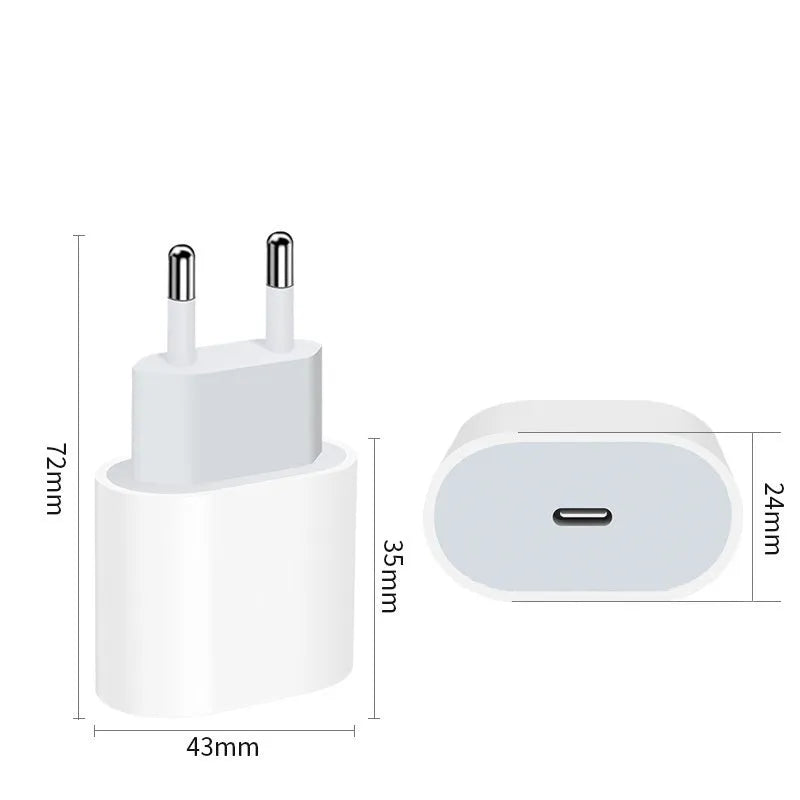 PD20W mobile phone charger with USB port in US or European colour variant