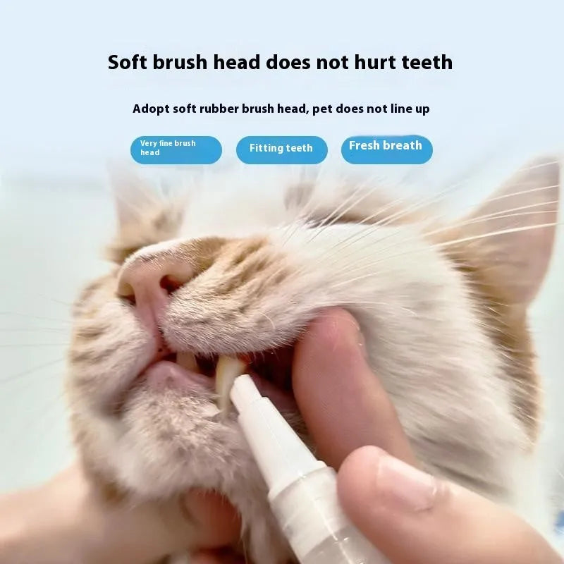 Pet toothbrush pen for dogs with rotating tail to dispense toothpaste, plastic design, single pack
